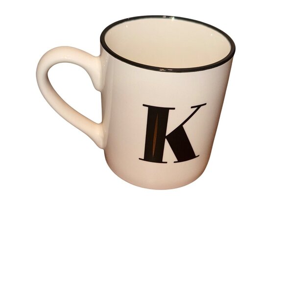White Ceramic Monogram "K" Mug By Threshold  Dishwasher & Microwave Safe  Stonew - Picture 1 of 5